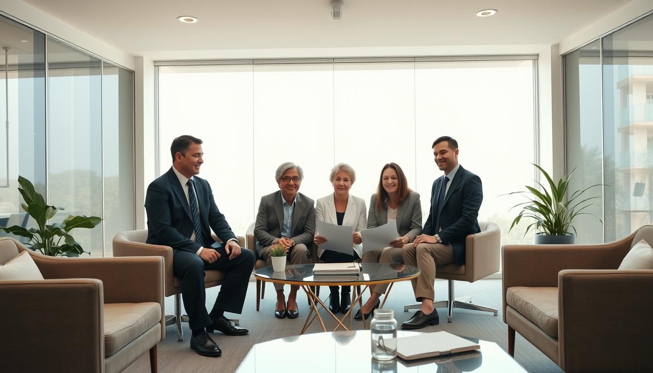 Family reviewing legal documents